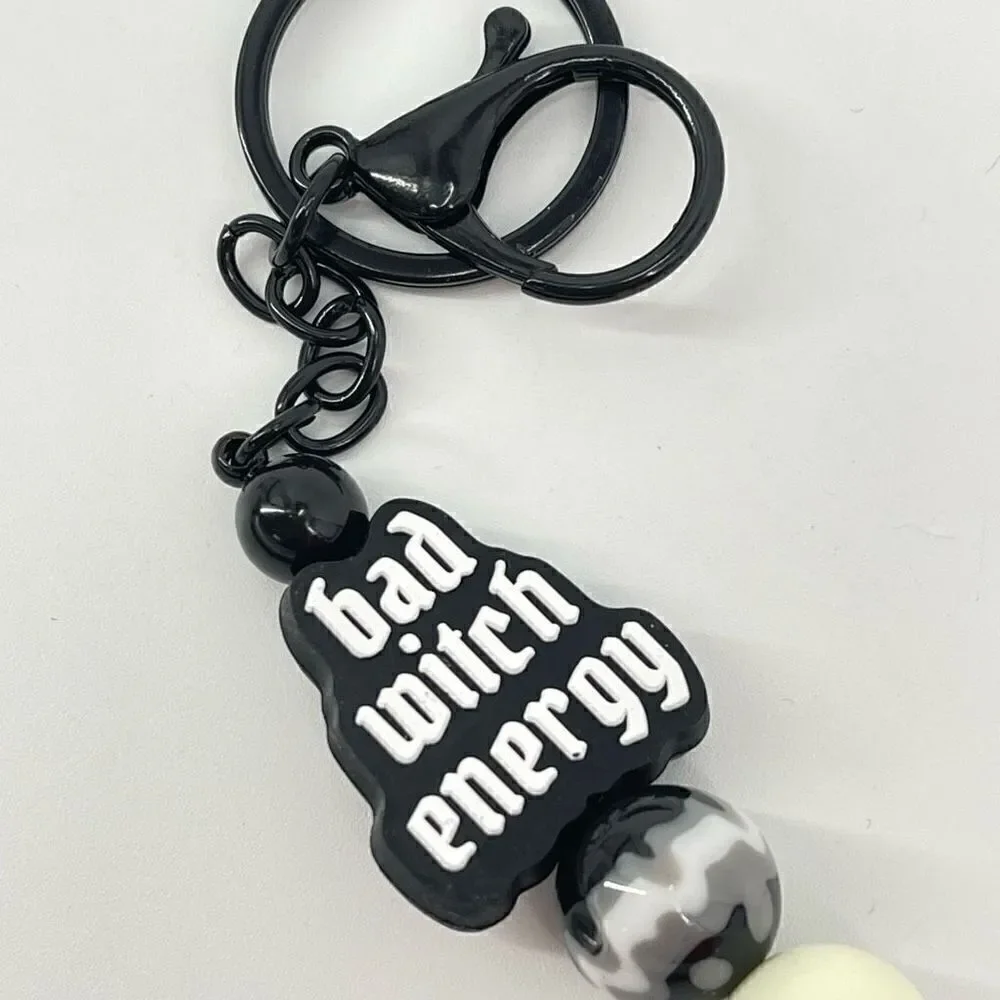 Keychain purse charm Beaded Keychain For Women, Silicone bead Bad Witch Energy